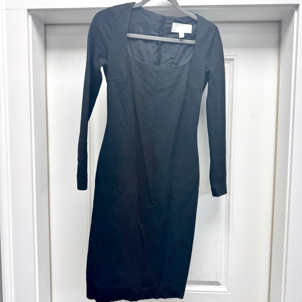 BOSS Hugo Boss Black Textured Sheath Dress Long Sleeve Midi - Picture 7 of 14